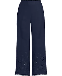 Lands' End Women's Linen Embroidered Pants