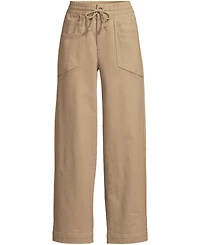 Lands' End Women's Herringbone Chino High Rise Relaxed Straight Drawstring Ankle Pants