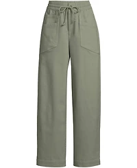 Lands' End Women's Herringbone Chino High Rise Relaxed Straight Drawstring Ankle Pants