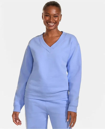 Lands' End Women's Long Sleeve Serious Sweats V-neck Sweatshirt