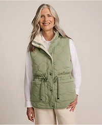 Lands' End Women's Reversible Quilted High Pile Fleece Vest