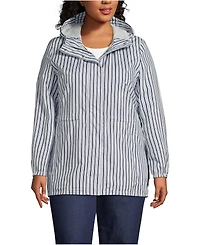 Lands' End Plus Print Waterproof Hooded Packable Raincoat
