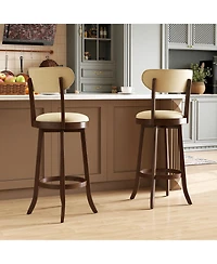 Gymax 30.5'' Bar Height Chairs Set of Swivel High Barstool w/ Padded Seat and Backrest