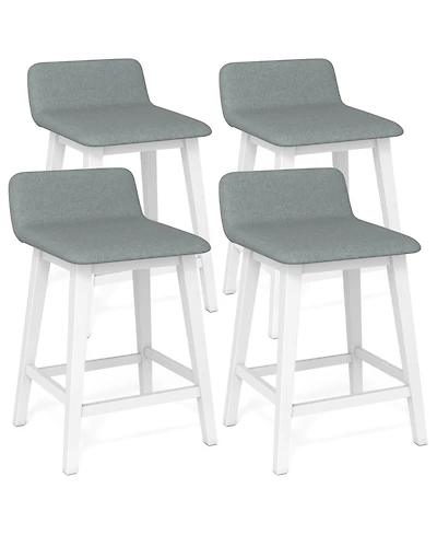 Gymax 2PCS 24'' Upholstered Barstools w/ Low Back Footrest Wood Legs for Kitchen Island