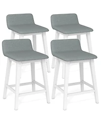 Gymax 2PCS 24'' Upholstered Barstools w/ Low Back Footrest Wood Legs for Kitchen Island