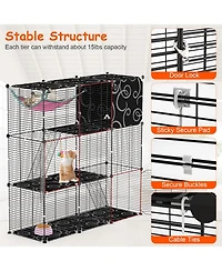 Zeus and Ruta 3 Tier Indoor Cat Enclosure with Hammock Toy Ball Ladder Iron Wire Playpen for Cats Ferret Rabbit Small Animals
