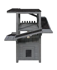 Zeus and Ruta 4 Tiers Outdoor Cat House Weatherproof Tree Tower With Waterproof Roof 2 Doors Multi Level Play
