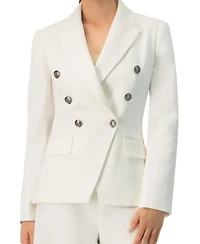 Ivonne Women's Double-Breasted Blazer with Flap Pockets