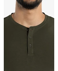 X-Ray Men's Soft Stretch Henley Neck Long Sleeve T-shirt