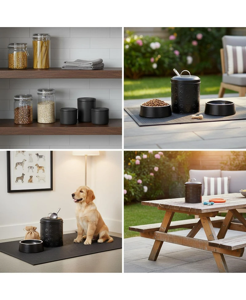 Aronkl Puppy Paws Metal Food Canister 104oz Pet Food Storage Tight Lid Durable Large Capacity Countertop Safe Handwash