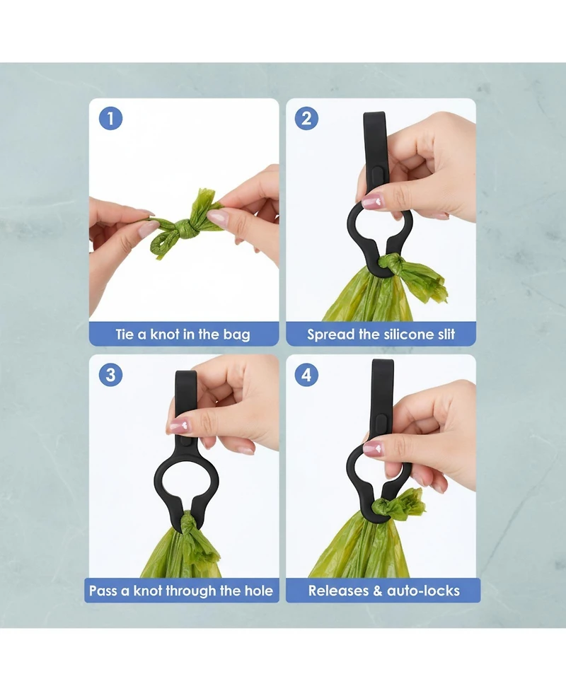 Aronkl 2-Pack Silicone Poop Bag Holder Hands-Free Leash Attachment Secure Durable Compact for Dog Walking