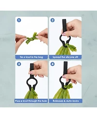 Aronkl 2-Pack Silicone Poop Bag Holder Hands-Free Leash Attachment Secure Durable Compact for Dog Walking