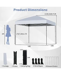 Gouun 10 x 10 ft Pop Up Canopy Tent with Carrying Bag Eight Stakes and Wind Ropes