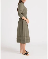 Ellen Tracy Women's Button Front Double Gauze Dress