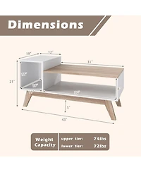 Slickblue Modern Coffee Table with Stepped Top Storage White
