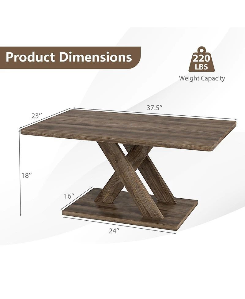 Slickblue Rectangular Coffee Table Stable Wood Frame