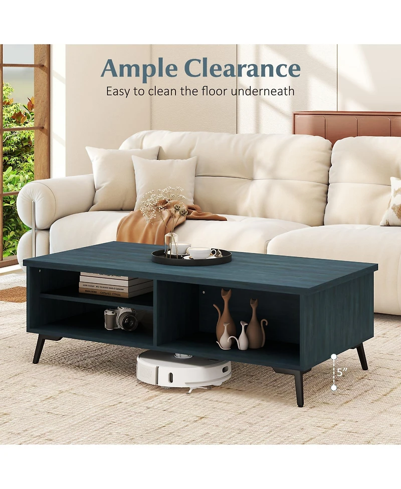 Slickblue 2 Tier Coffee Table Mid Century with Storage Compartments