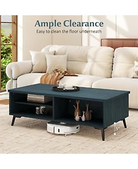 Slickblue 2 Tier Coffee Table Mid Century with Storage Compartments