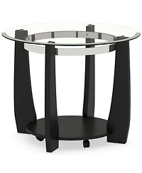 Slickblue Round Glass Coffee Table 2 Tier with Storage Shelf