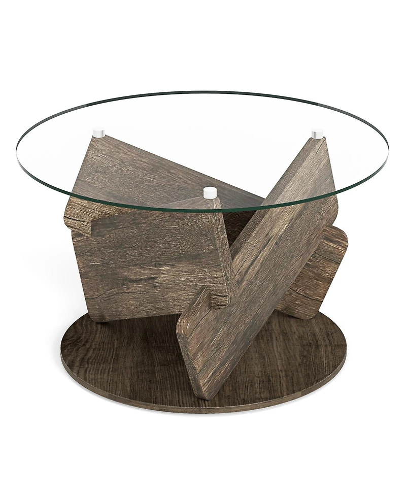 Slickblue Round Glass Coffee Table Modern Center Table
