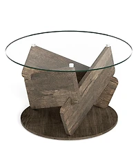Slickblue Round Glass Coffee Table Modern Center Table