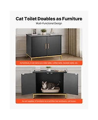 Aostirmotor 27.6" Hidden Cat Litter Box Enclosure Furniture with Metal Legs and Handle, Modern End Table, Fits Most Litter Boxes