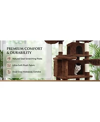 Aostirmotor 68" Cat Tree with Hammocks, Hanging Basket, Cat Cave and Scratching Posts, Plush Cat Tower for Indoor Cats