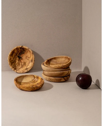 Gharyan Stoneware, Natural Olive Wood Ramkin - Set of 6