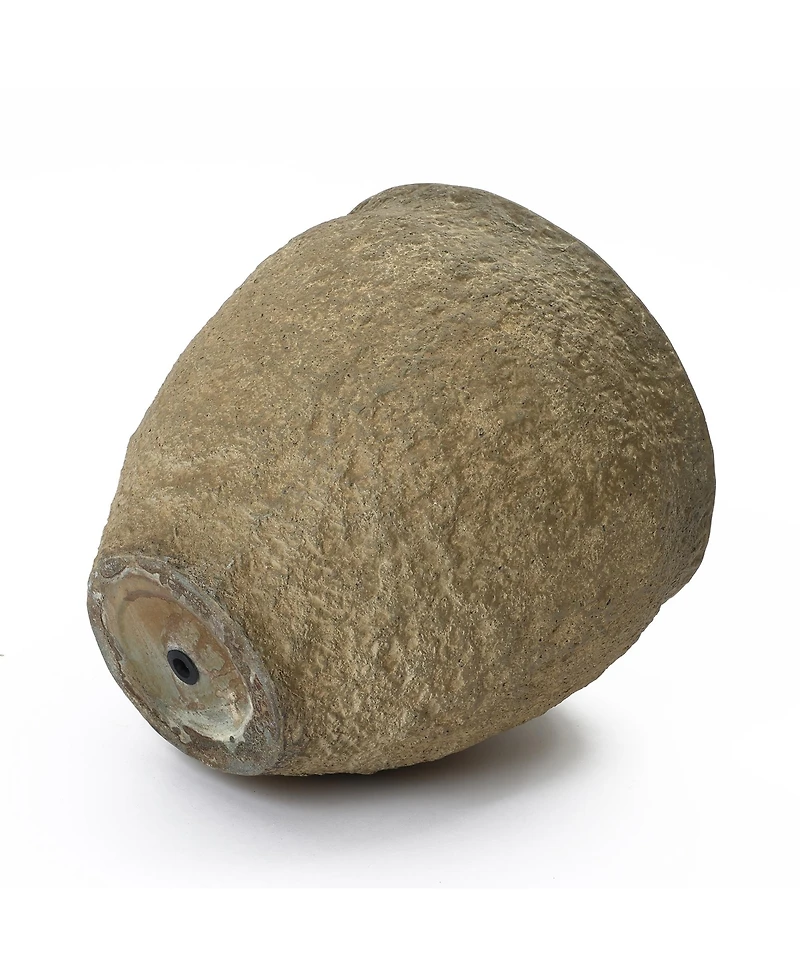 LuxenHome Dia Concrete Large Round Planter Pot, Rustic Textured Pot with Drainage Hole, Indoor Outdoor Plant Pot for Home Garden Patio