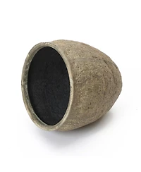 LuxenHome Dia Concrete Large Round Planter Pot, Rustic Textured Pot with Drainage Hole, Indoor Outdoor Plant Pot for Home Garden Patio