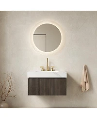 Sillysis 30" Wall Mounted Bathroom Vanity with Carrara Sintered Stone Top, Ceramic Undermount Sink, Soft Close Drawer and Door