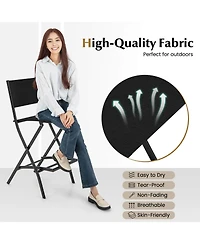 Gymax 6 Pcs Outdoor Bar Chair Folding Bar Height Stool w/ Metal Frame