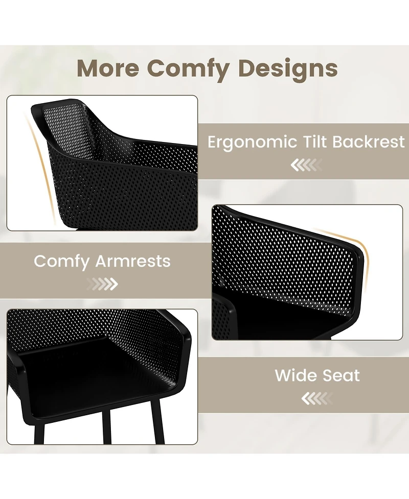 Gymax Pcs Modern Plastic Dining Chairs Kitchen Armchairs w/ Breathable Mesh Backrest