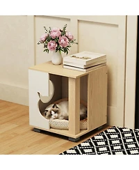 Gymax Cat Bed Side Table w/Head-shaped Entry and Metal Legs Modern End Table Nightstand