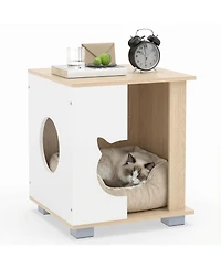 Gymax Cat Bed Side Table w/Head-shaped Entry and Metal Legs Modern End Table Nightstand