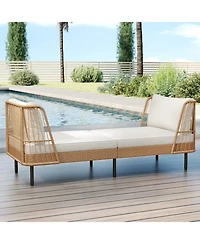Gouun Boho Patio Wicker Daybed Loveseat with Cushions