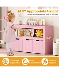 Sugift Kids Toy Storage Cabinet with Drawers Wheels and Cube Shelf