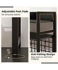 Gouun 4-Tier Desktop Display Shelf with Metal Grid Panel and Hooks