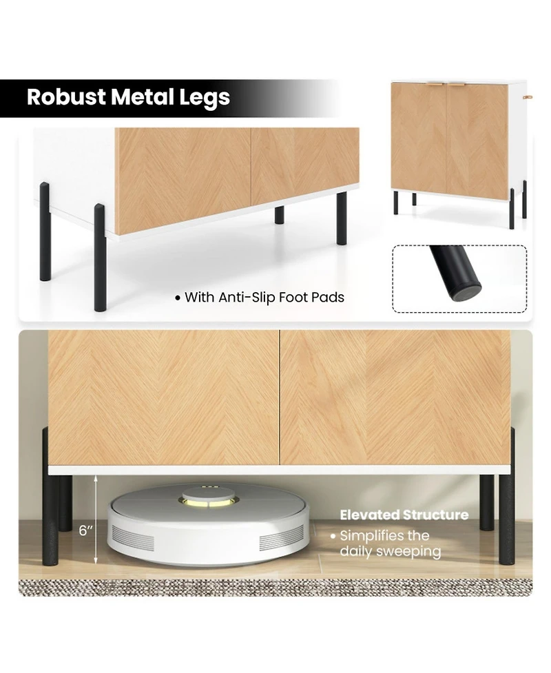 Gouun 2-Door Buffet Cabinet Sideboard with Shelf and Metal Legs
