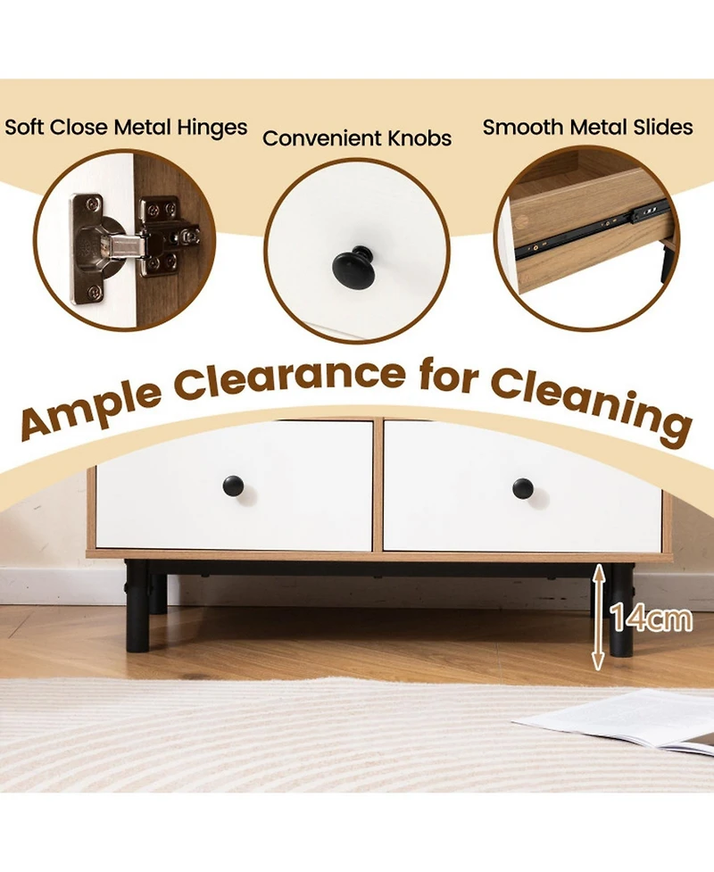 Gouun Mid-Century Modern Buffet Sideboard with 4 Drawers