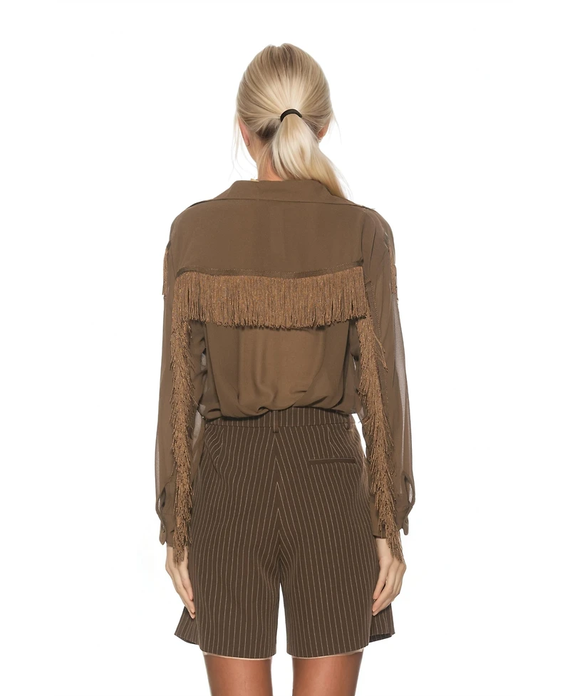 Alexia Admor Women's Kairos Oversized Fringe Shirt