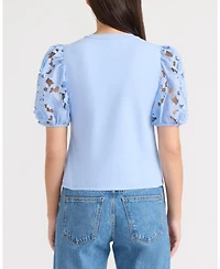 Ellen Tracy Women's Lace Sleeve Top