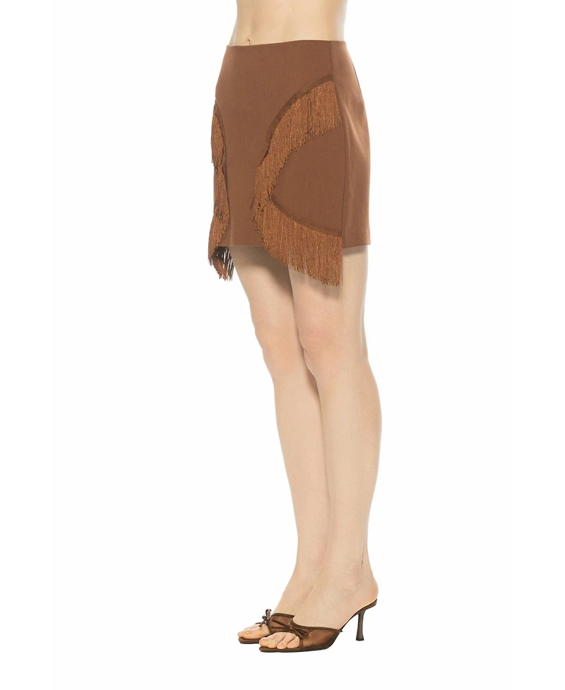 Alexia Admor Women's Lior Fringe Grommet Mini Skirt
