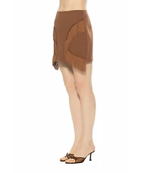 Alexia Admor Women's Lior Fringe Grommet Mini Skirt