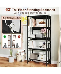 Gouun 5-Tier Bookshelf with Adjustable and Tiltable Shelves