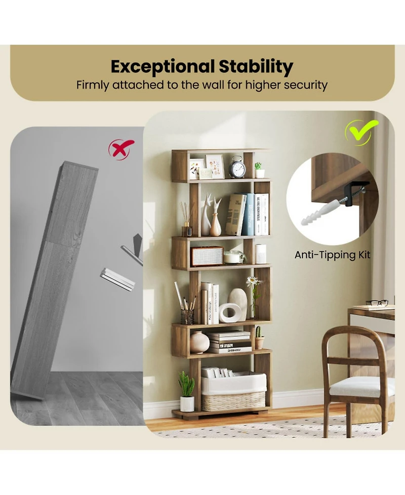 Gouun 6-Tier Slim Bookcase with Anti-Tipping Kit