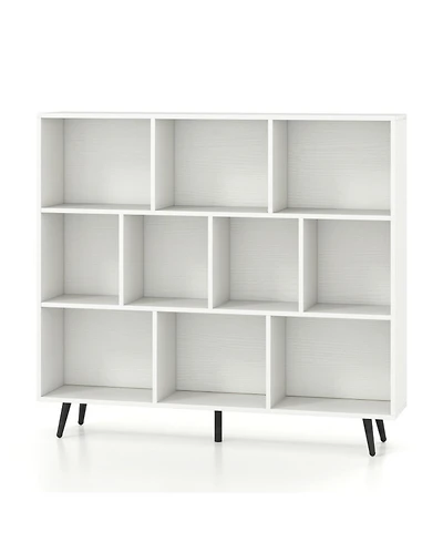 Gouun 10-Cube Bookcase with 5 Tapered Metal Legs and Anti-Tipping Kits