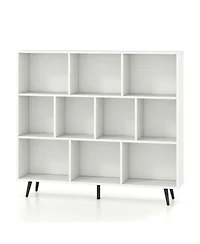 Gouun 10-Cube Bookcase with 5 Tapered Metal Legs and Anti-Tipping Kits