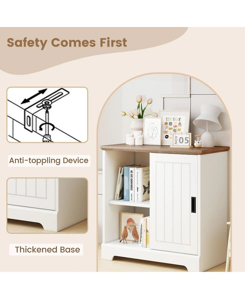 Gouun Farmhouse Sideboard Buffet Cabinet with Sliding Doors