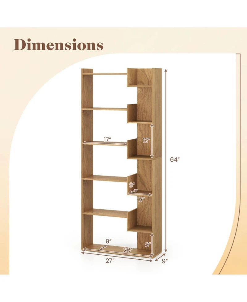 Gouun 6-Tier Wooden Bookcase with Open Display Shelves